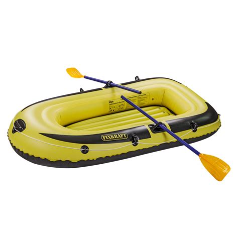 A product photo of a yellow rubber boat